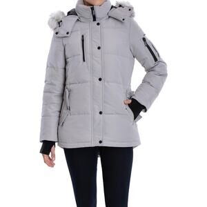 BCBGeneration Women’s Short Puffer Faux Fur Hooded Jacket Size S (c3)